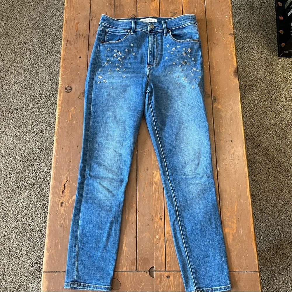 Abercrombie & Fitch Super Skinny Ankle High Rise Jeans with star embroidery